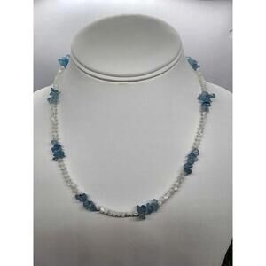 Genuine Aquamarine and Moonstone Necklace